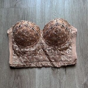 Lace rhinestone bustier / corset .